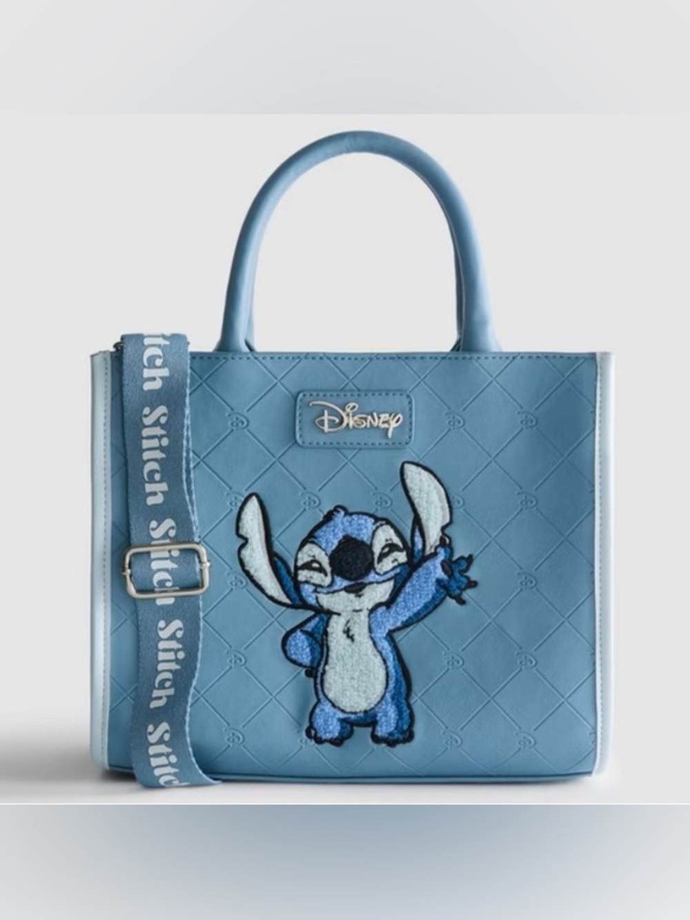 NWT Primark Disney Stitch Blue Quilted Crossbody Tote Bag